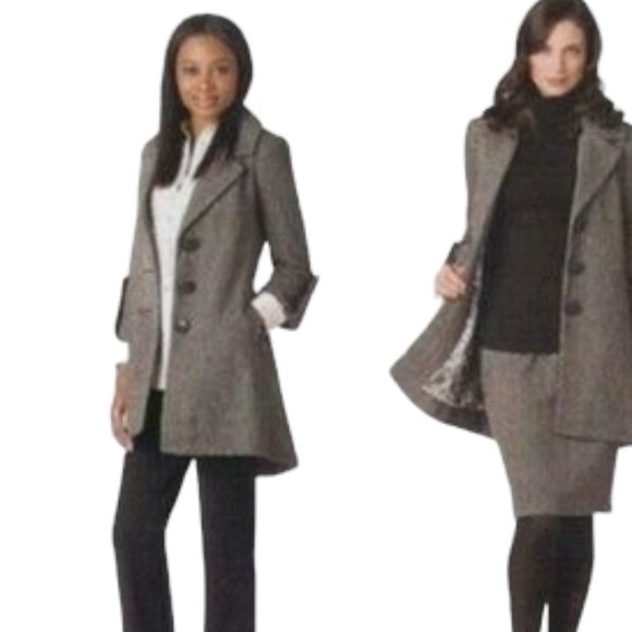 EUC CAbi Shakespeare Wool Blend Tweed Swing Coat Jacket - Picture 5 of 13